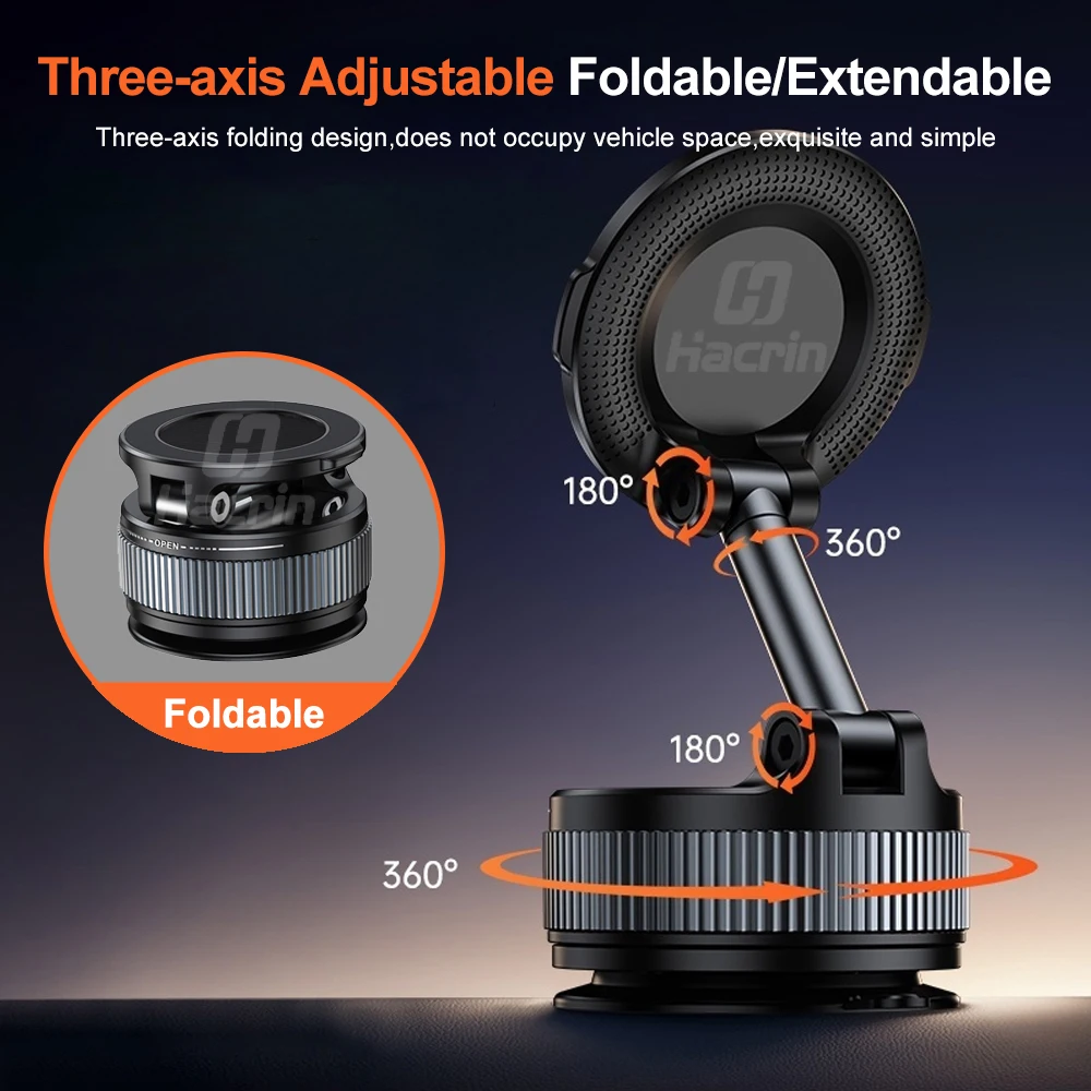 マグネット式車載ホルダー 磁気吸盤付き ミニポータブル折りたたみ式携帯電話ブラケット iPhone 16 15 14 13 12対応 スマホスタンド