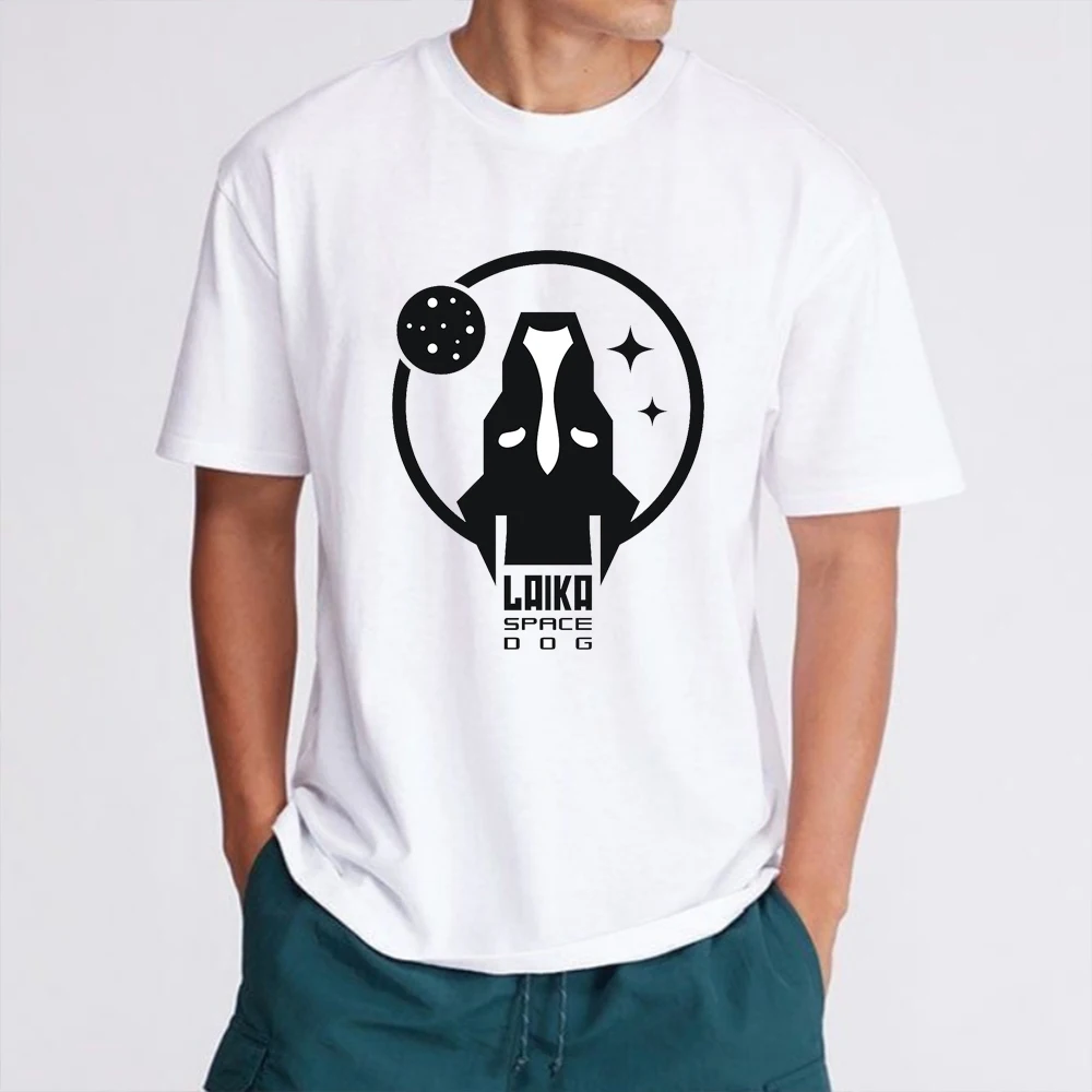 Cccp Soviet Laika The Russian Space Man Clothes Harajuku T Shirt for Men Clothing Oversized T-shirt Tops Short Sleeve Tee Y2k