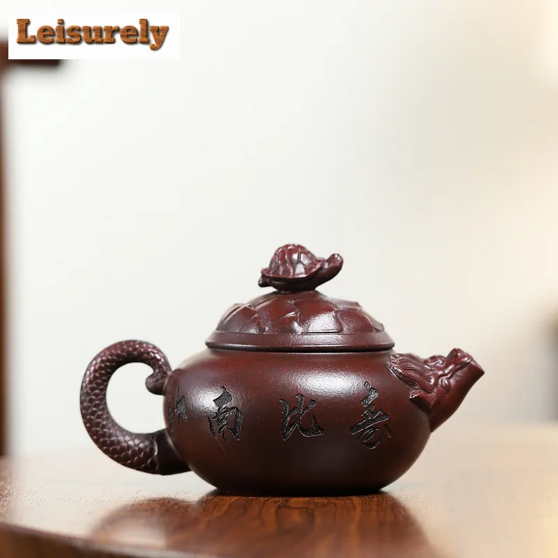 

280ml Yixing Purple Clay Teapots Famous Handmade Tea Pot Raw Ore Iron Red Dragon Blood Sand Beauty Kettle Chinese Zisha Tea Set