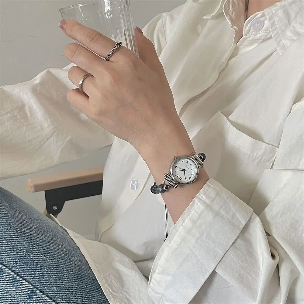 New Beaded Bracelet Watch Adjustable Strap Pendant Chain Watch Wristwatch Women Girls
