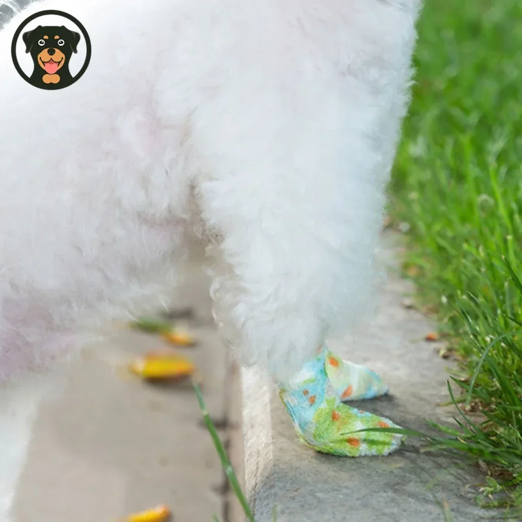 Evcil hayvan ayakkabıları Nefes Elastik Kedi Köpek Bandajları Tek Kullanımlık Ayak Kapakları Kir geçirmez Geri Çekilebilir Spor Bant Açık Köpek