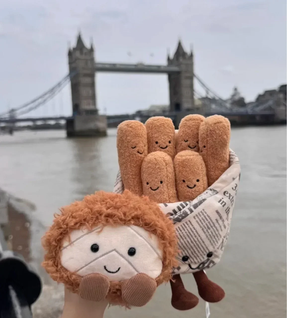 

For Jelly Cat Fish and chips London limited edition Plush Doll Cat And Dog Interactive Companion Toy Holiday Gift Cat and dog