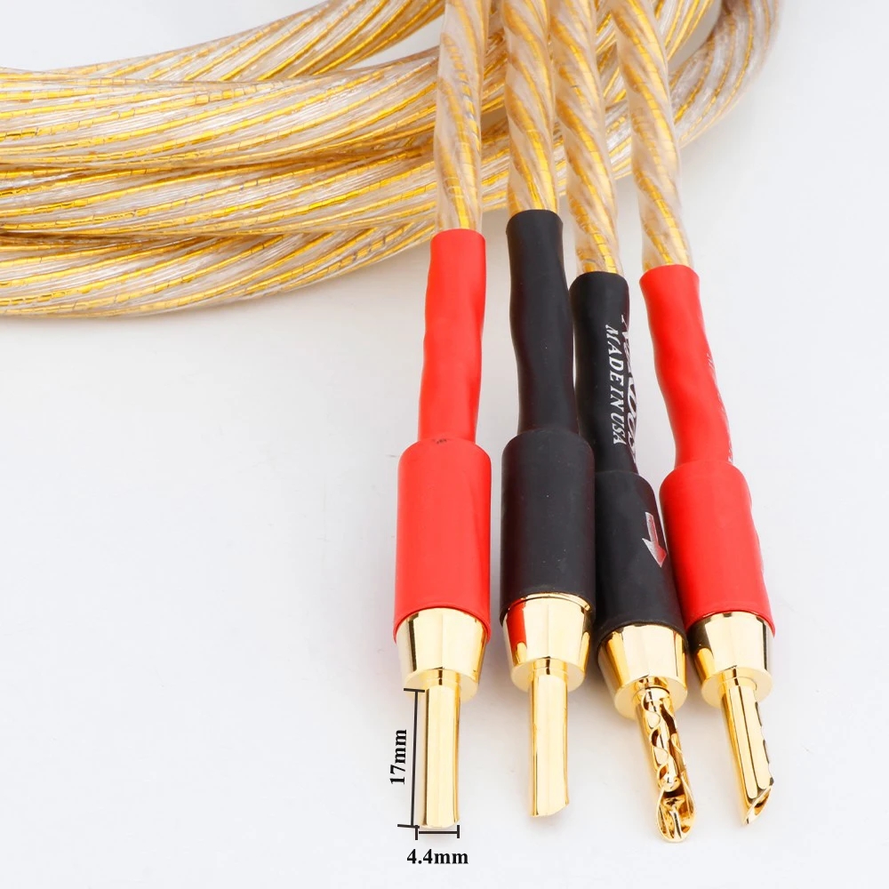 High End Pair X417G One Gold Plated Z-type Banana Plug Odin Hifi AUDIOPHINE Audio Cable With 4.4mm Banana Plug Speaker Wire