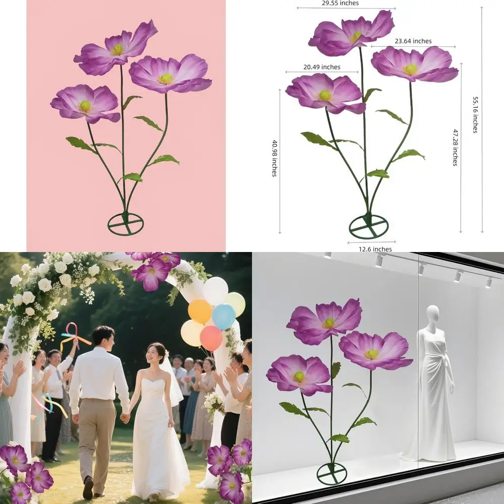 

Большая цветочная композиция из искусственного шелка высотой 5,6 футов с стеблом и подставками для свадеб и мероприятий