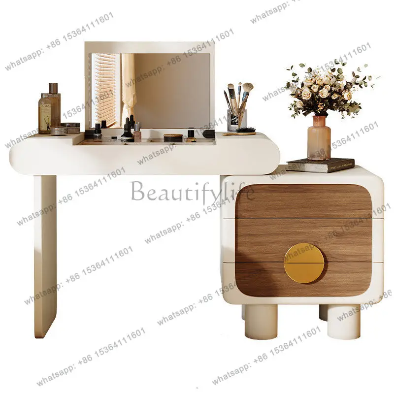 

Medieval cream style dresser bedside table integrated makeup table
