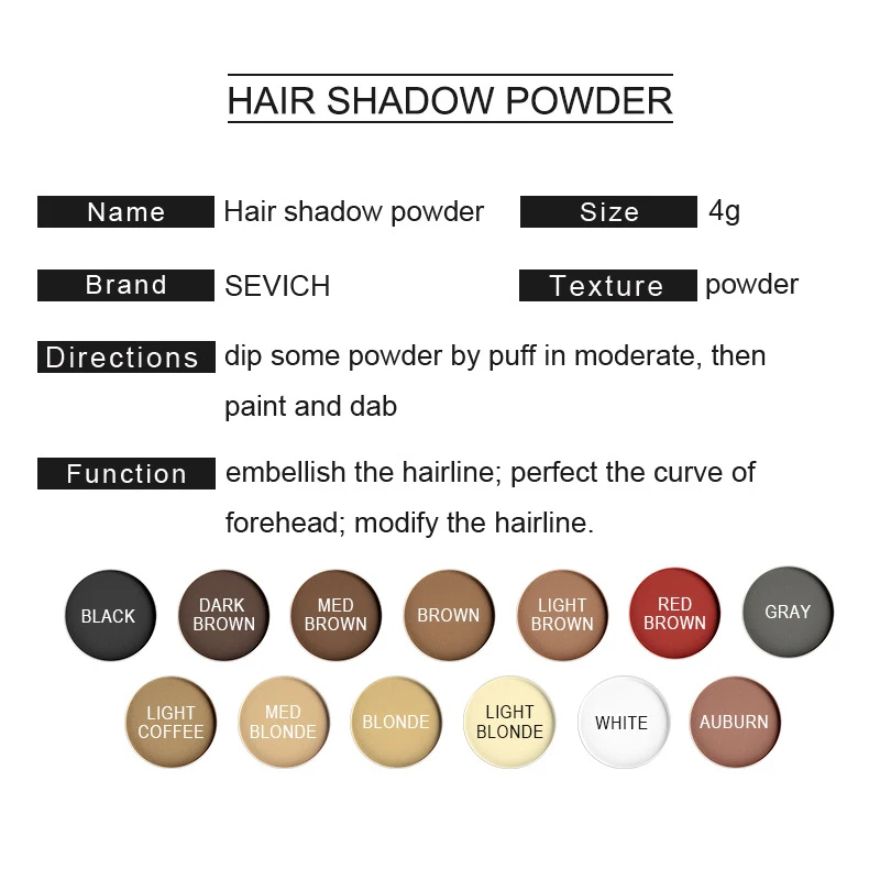 Hair Line Powder 4g Black Root Cover Up Natural Instant Waterproof Hairline Shadow Powder Hair Concealer Coverage 11color