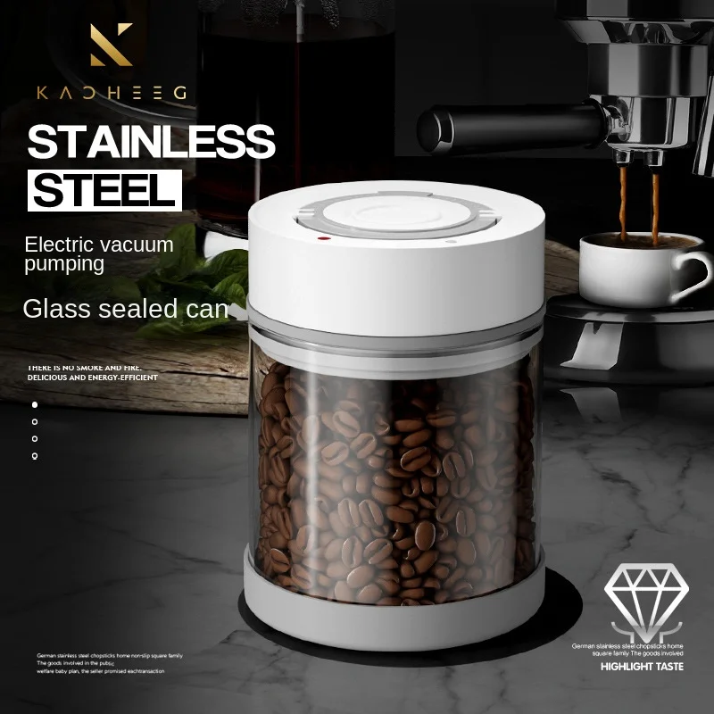 Electric Vacuum Coffee Beans Glass Storage Jar Large Sugar Tea Hermetic Organizer Cans Loose Tea Storage Bottle Kitchen Items