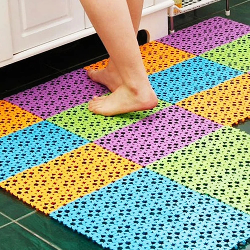 

10Pcs Non-Slip Mat Bathroom Use Waterproof Plastic Shower Pad Hollow Out Antiskid Floor Mat for Home Stable Performance Easy Dry