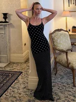 2026 New Womens Polka Dot French Style Long Slip Dress Sleeveless Hip Hugging Slim Fit Casual Women Clothing - Image 4