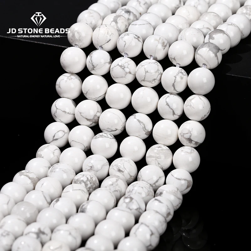 

Круглый свободный разделитель Howlite из натурального камня, для изготовления ювелирных изделий ручной работы, браслетов, ожерелий «сделай сам» 15 дюймов