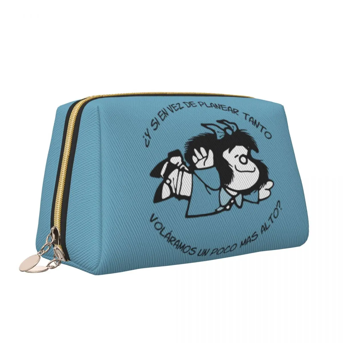 Mafalda Feminista Frases Humor Leather Makeup Bag Trendy Large Capacity Cosmetic Bags Woman Zipper Beauty Toiletry