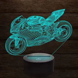 Luz de noche LED 3D para motocicleta, lámpara de mesa para niños, regalo de cumpleaños de Navidad para niños y niñas, decoración de habitación para fanáticos de la motocicleta