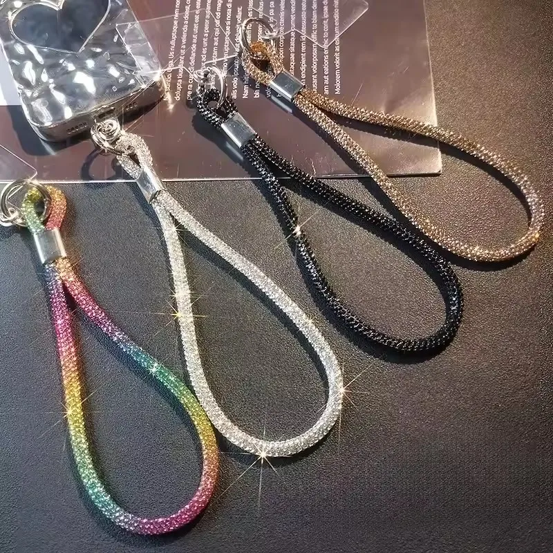 INS بريق الهاتف الحبل الهاتف كريستال أحزمة المعصم المفاتيح مكافحة خسر حبل آيفون 16 سامسونج العالمي بلينغ معلقة الحبل
