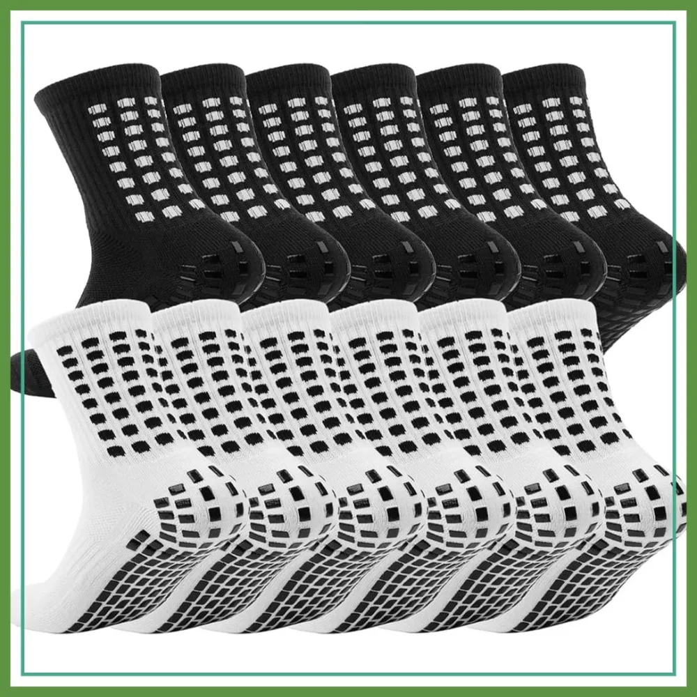 

6 Pairs Kids Grip Soccer Socks Cushioned Non Slip Football Athletic Sports Socks for Boys Girls
