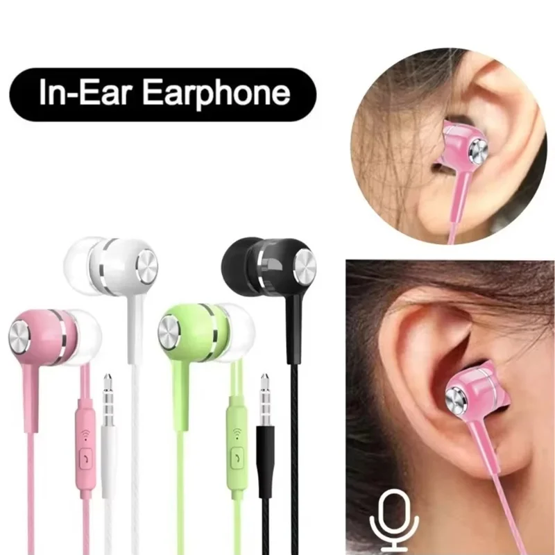 3.5mm Wired Headphones Microphone Volume Control Stable Wired Earphone Audio Signal For Smartphone PC Laptops Mic Volume Control