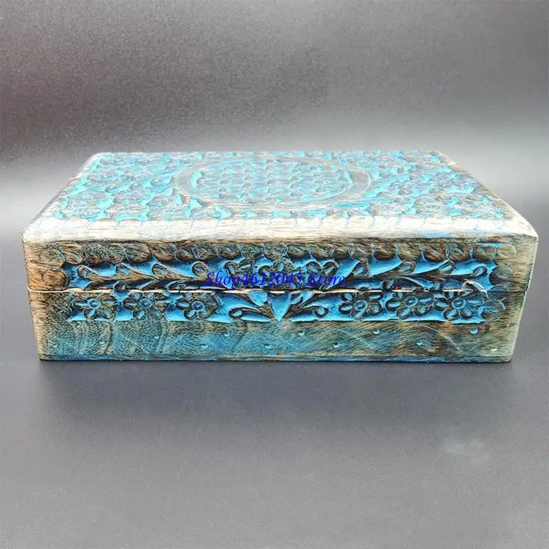 

L69A Wooden Five Star Jewelry Storage Box with Lid Crafts for Earrings Necklace Ring