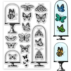 1pc Butterfly Specimen Clear Stamps Glass Cover Series Butterfly Moth Silicone Clear Stamps for Scrapbooking Card Making