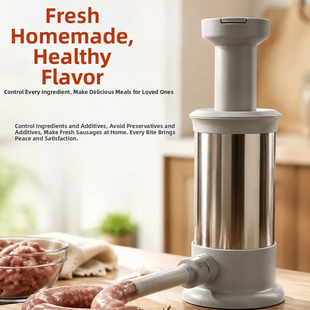 Press-Type Manual Enema Device Stainless Steel Food-Grade Sausage Stuffer Large Capacity Sausage Maker Homemade Use
