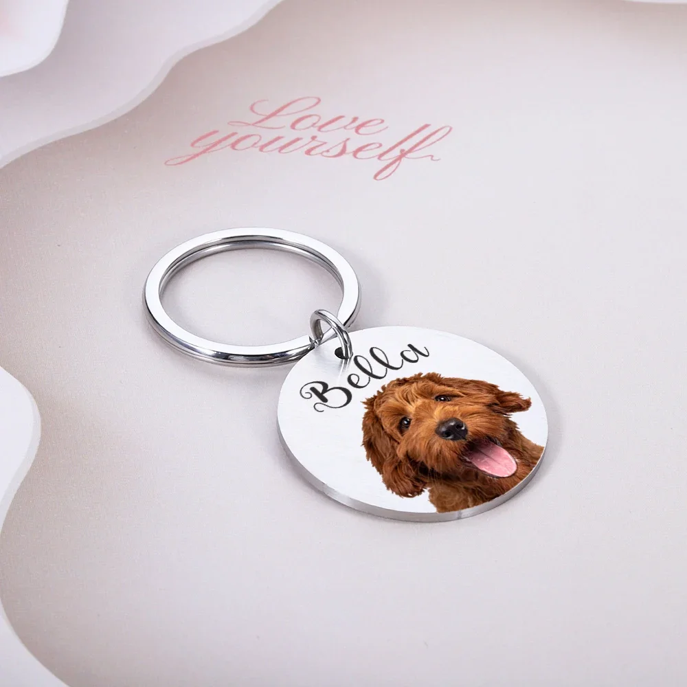 Custom Pet Image Pet ID Tag Personalized Photo Pet Tag Dog Cat Name Number Anti-lost ID Collar for Puppy Kitten Accessories