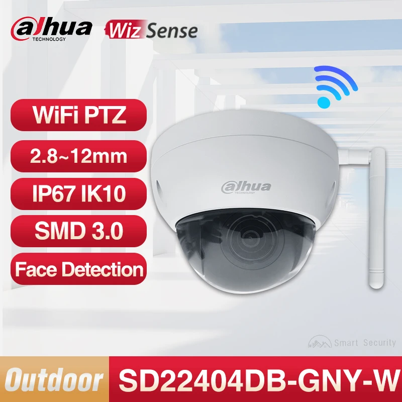 

Dahua WiFi 4MP PTZ HD Camera Smart Home Face Detection Outdoor Starlight IP Monitor Auto Zoom Wireless CCTV SD22404DB-GNY-W IK10