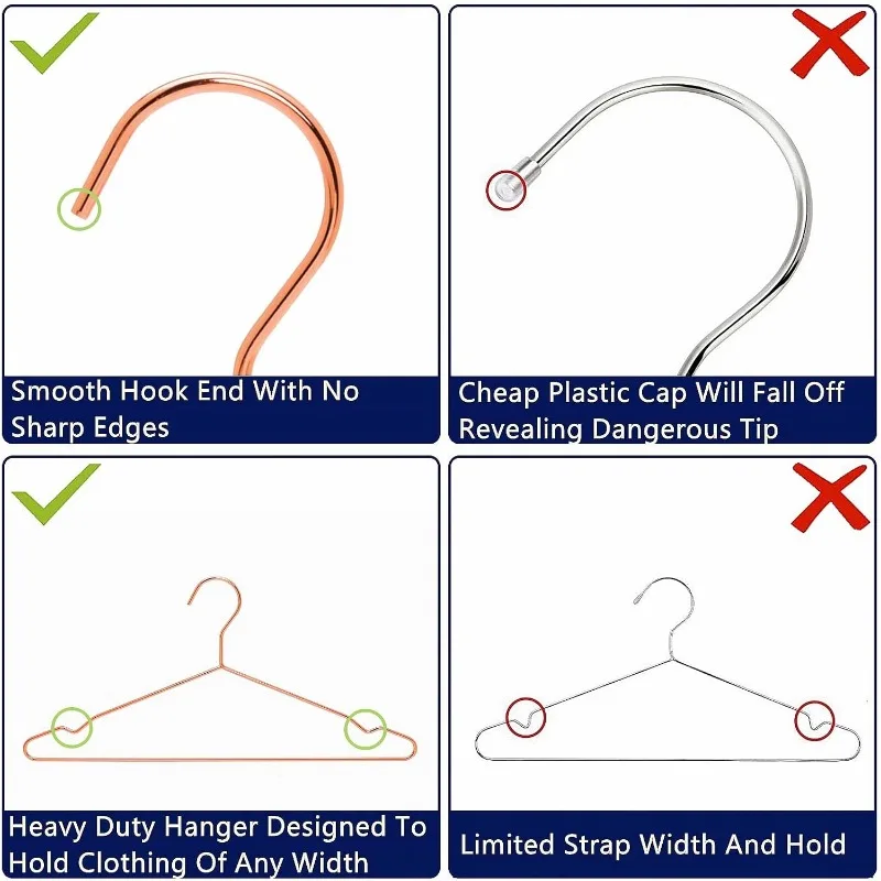 로즈 골드 강력 금속 행어 30 팩, 구리 옷걸이, 헤비 듀티 코트 행거, 표준 세트 행거, 17 인치