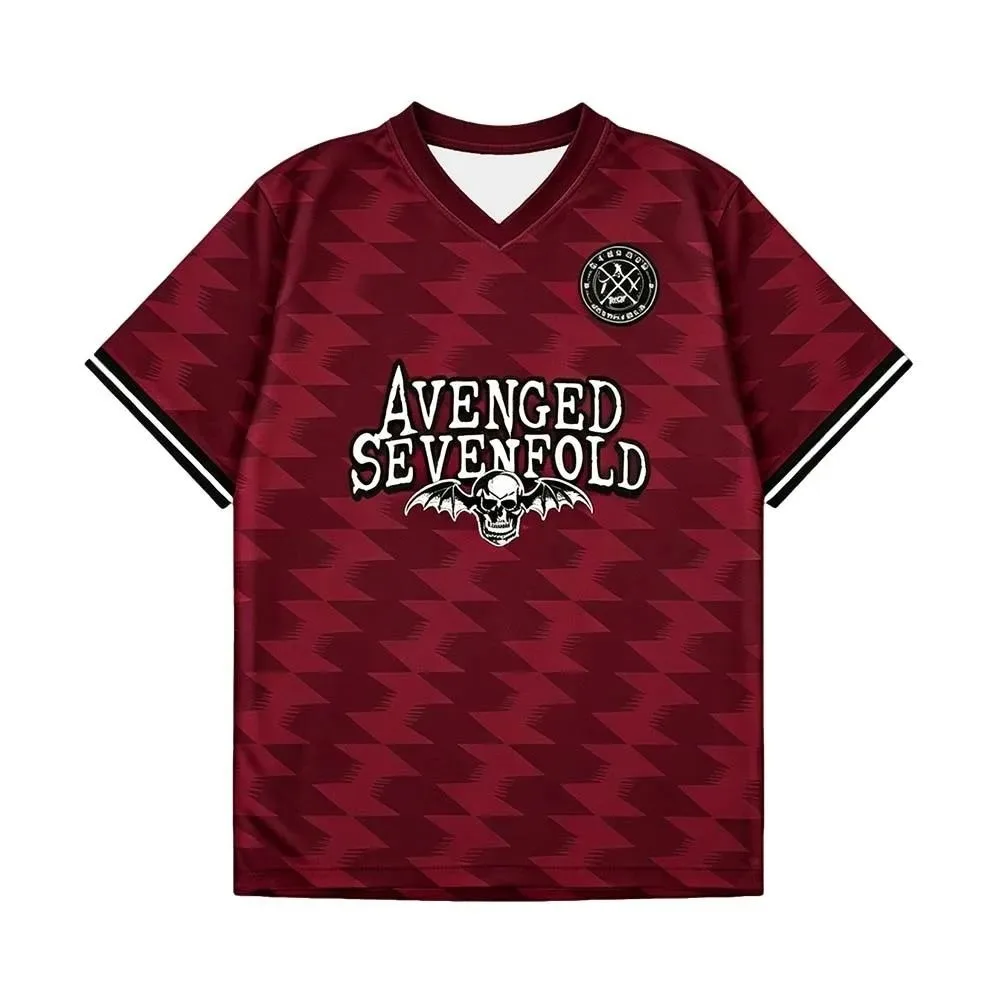 Avenged Sevenfold Football Tees V-neck Summer Short Sleeve Male T-shirt Jersey Streetwear Unisex Casual Fashion Print T-shirt