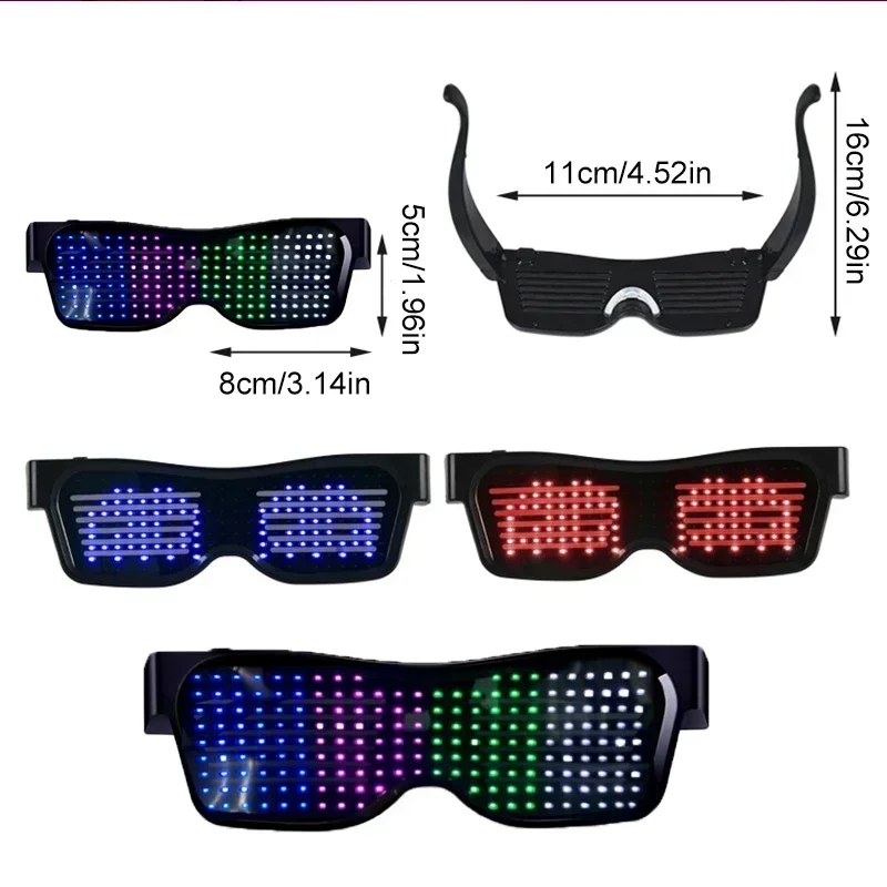 Multilingual LED Glasses DIY Text Graffiti RGBW/RED/Green Color Bluetooth  for Christmas Party Rave Music Festival Glow Glasses