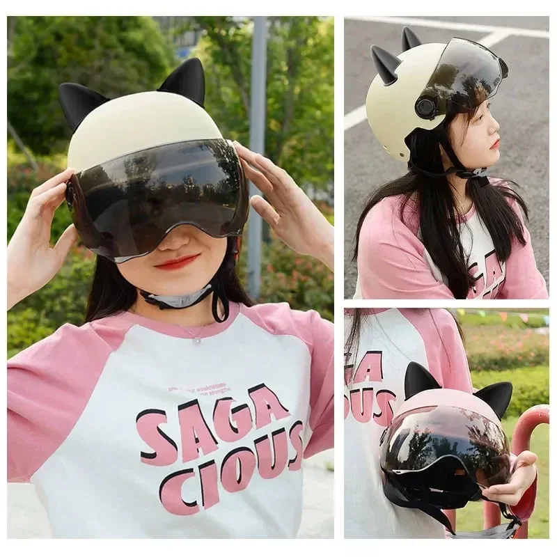 2Pcs Cat Ears Helmet Decoration Motorcycle Electric Sticker Decoration Cute Multicolor Motorcycle Helmet Accessories Universal