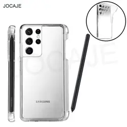 For Samsung S21 Ultra S Pen Slot Phone Case soft TPU clear Shockproof back cover For Galaxy S21 Ultra SM-G998 Stylus Pen Socket