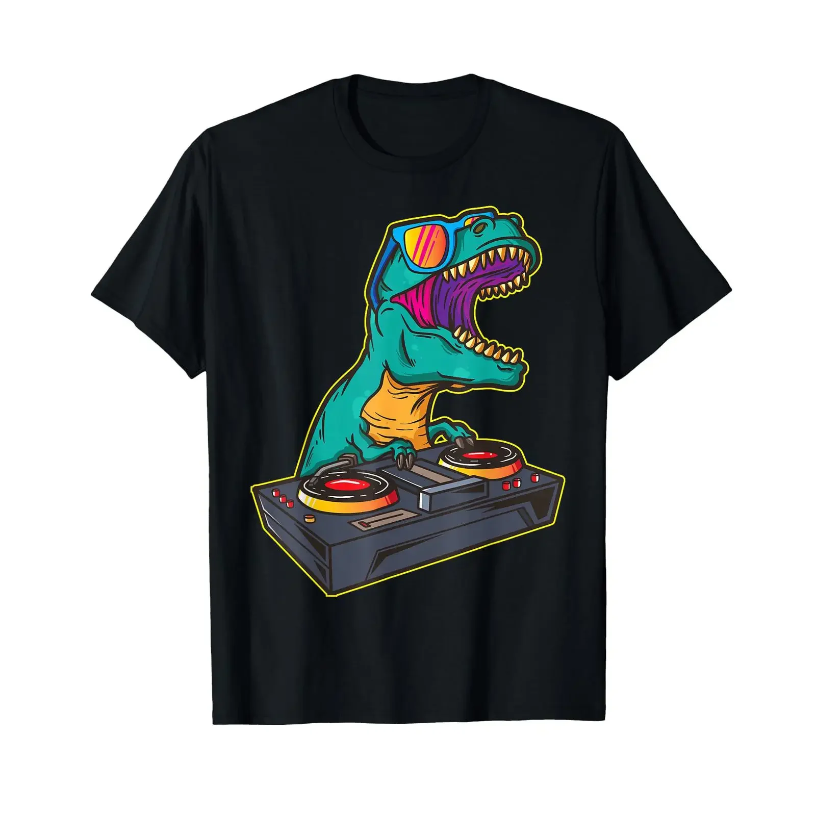 Camiseta T Rex DJ Party Club Floppy Jockey GifT, estilo EDM Dance vintage, lavada, ligeramente elegante, streetwear, transpirable, informal