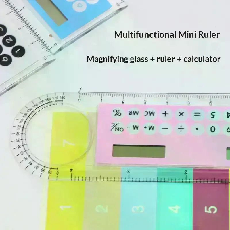 

10cm Ruler Calculator Solar Card Mini Calculation Student Arithmetic Multifunctional Calculator Computer Digital Caliper