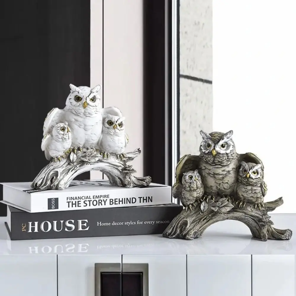 Owl Figurines Creative Tabletop Ornament Owl Sculpture Owl Statue for Office Cabinet Bedroom Living Room Table Centerpiece Decor