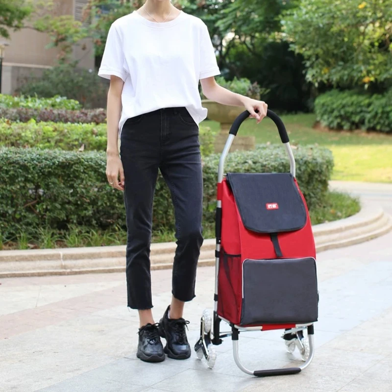 Lightweight Foldable Utility Cart Aluminum Frame Large Capacity Quiet All Terrain Wheel Waterproof Pull Trolley for Shopping