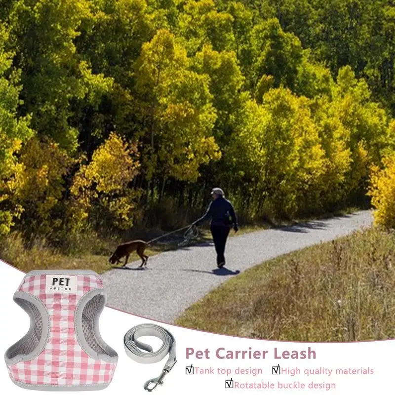 Pet Harness With Handles Pet Dog Vest Adjustable Set Leashes Polyester Fabric Outdoor Training Tool Simple Design Dog Walking