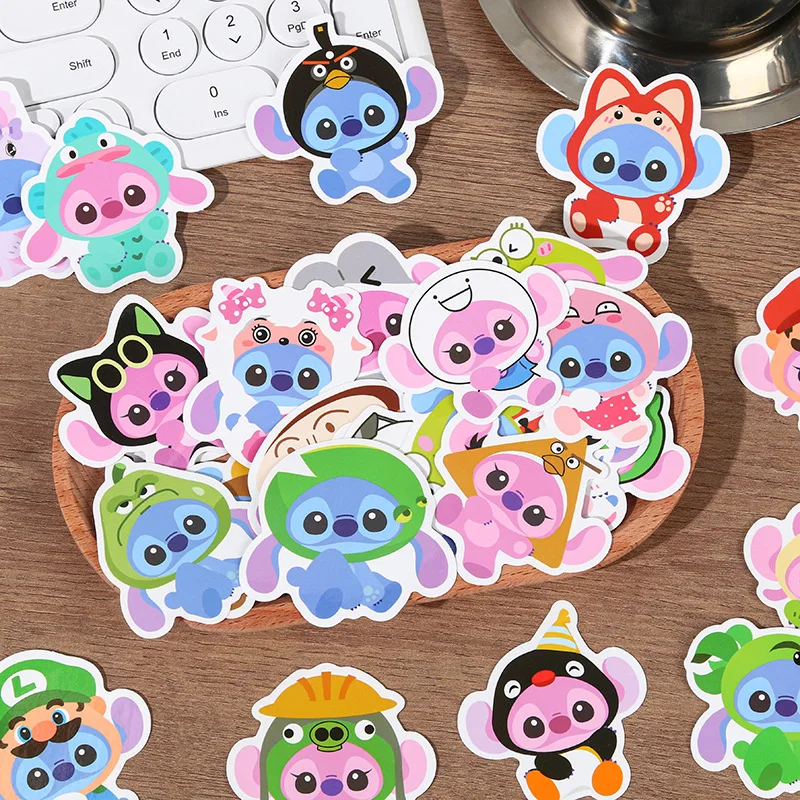 Pegatinas de Stitch de dibujos animados para niños, calcomanías impermeables de animales de Disney para botellas, Notebook, nevera, teléfono y portátil, 10/30/50/100 piezas