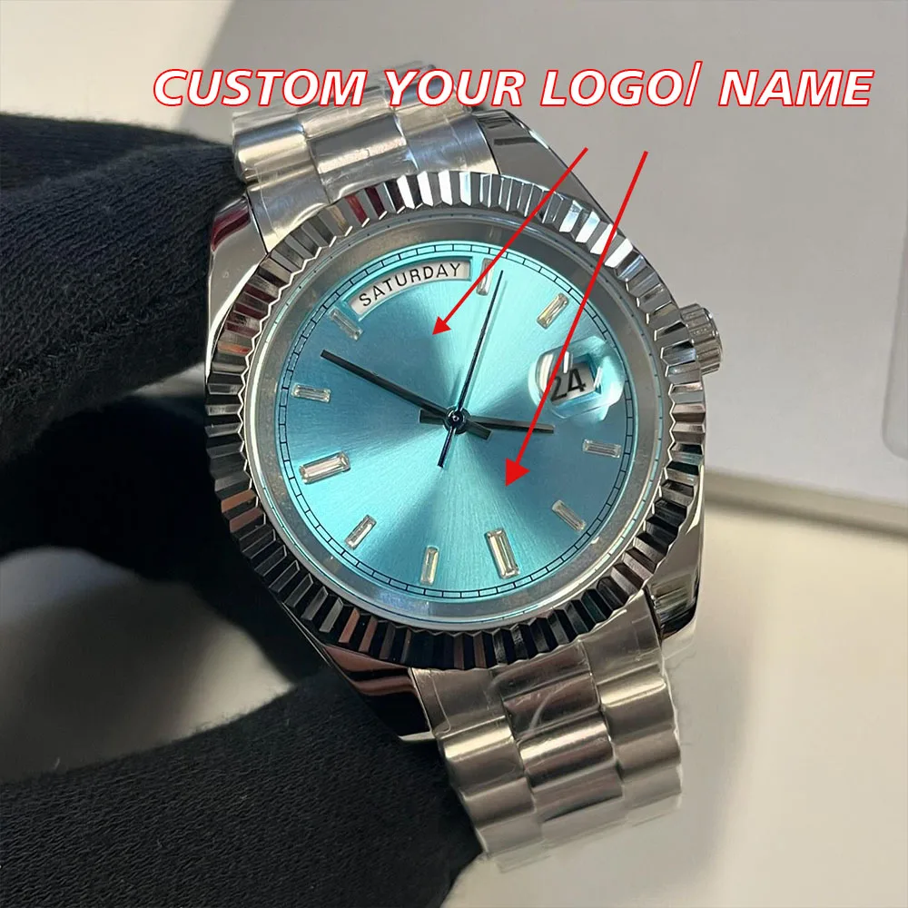 Custom logo 40mm Men's Watch 8285 Movement Calendar and Week Display Automatic mechanical sapphire glass waterproof watch