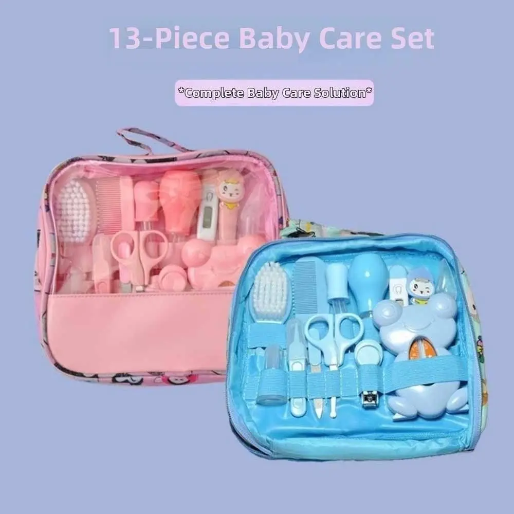 13Pcs/Set Multi-functional Baby Care Kit Nasal Aspirator Nail Clipper Baby Grooming Kit Comb Hair Wash Brush