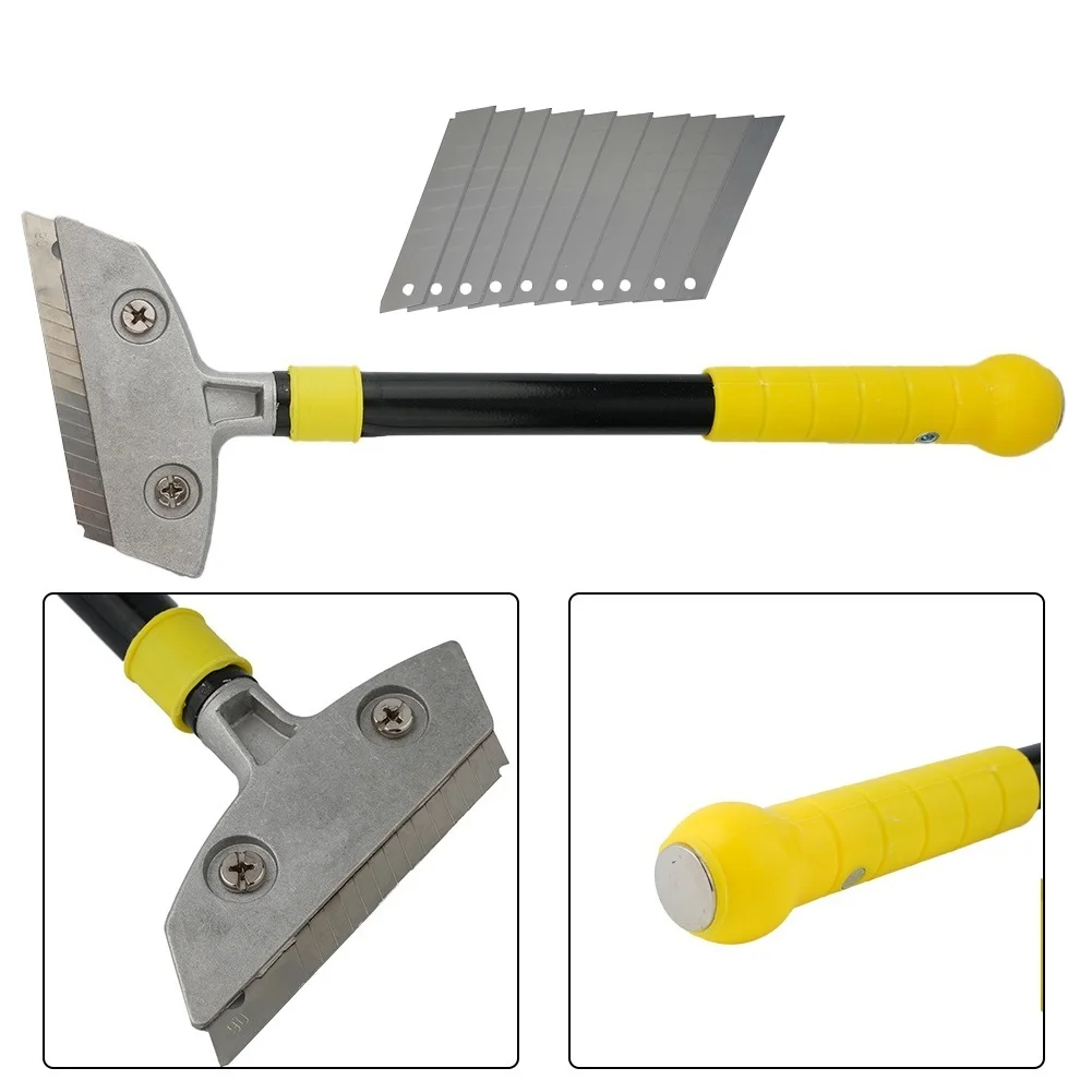 Blade Scraper 300mm with 10 Replacement for blades for Glass for tile Wood Metal Sticker Removal - Yellow  Blade
