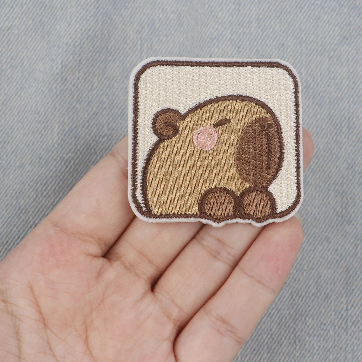 Kawaii capybara แผ่นปะติดด้วยการเย็บปะติดเสื้อแจ็กเก็ตแผ่นเหล็กปักลายแบบ DIY