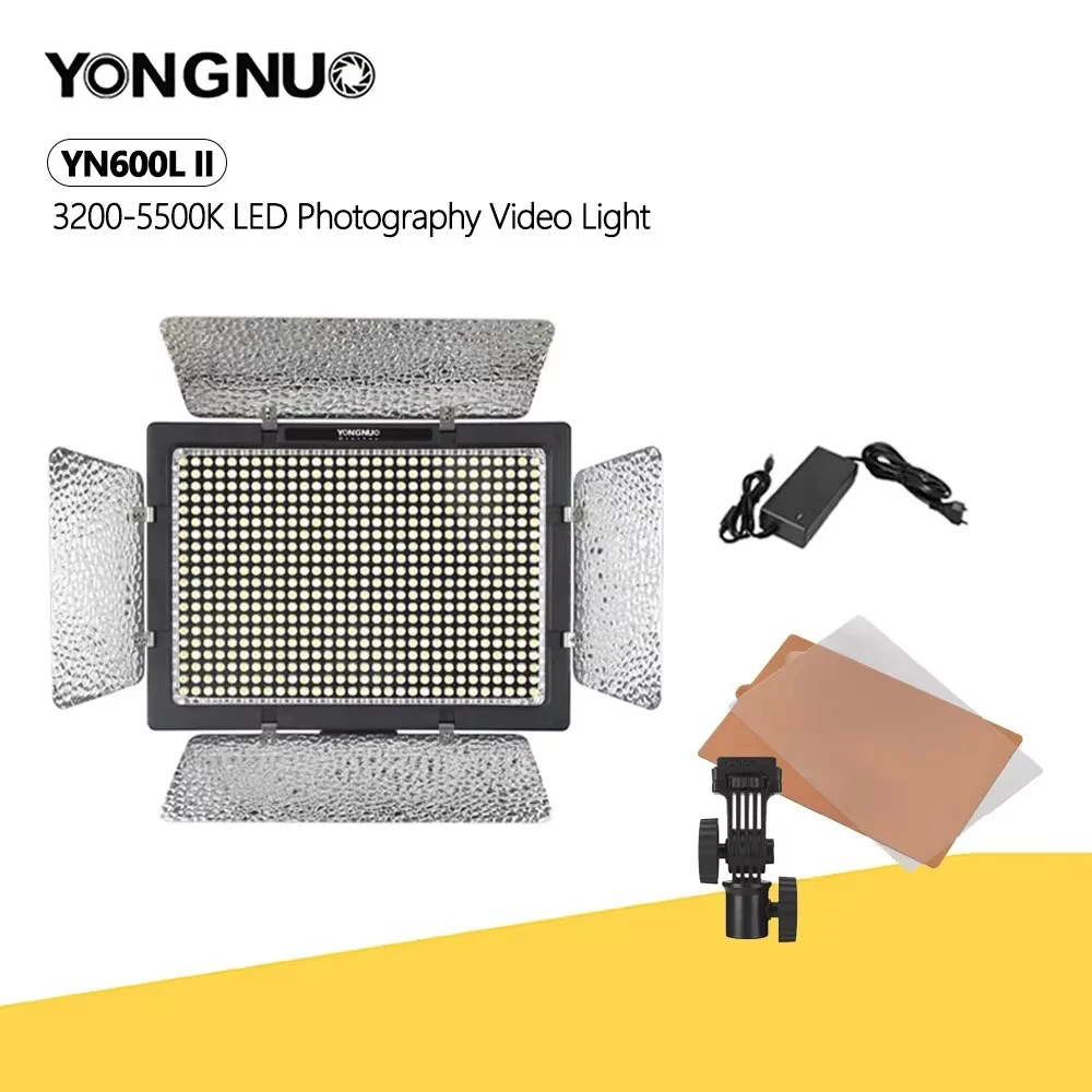 YONGNUO YN600L II светодиодная видеокамера для фотосъемки 3200K-5500K цветная регулируемая лампа беспроводной пульт дистанционного управления с адаптером переменного тока