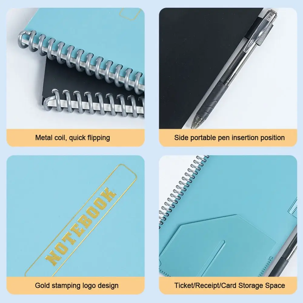 A5 Erasable Notebook Paper Reusable Smart Wirebound Notebook Portable Waterproof Notepad Spiral Note Book