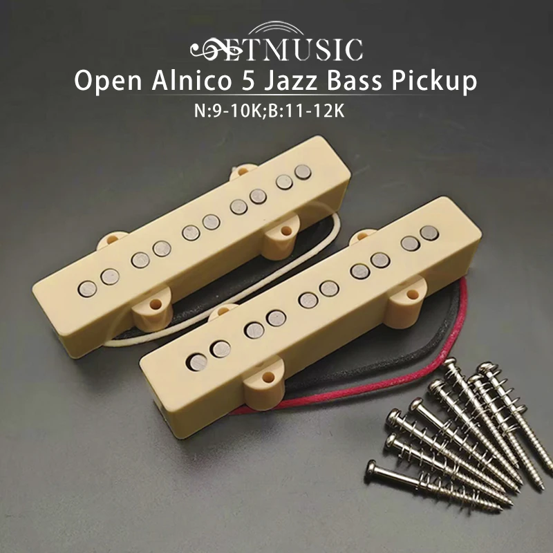 Alnico 5 Pickup for 5-String Jazz Bass Pickups Neck-9.6K & Bridge-11.1K Pickup Fit 5-Strings Jazz Bass Guitar Pickup Part