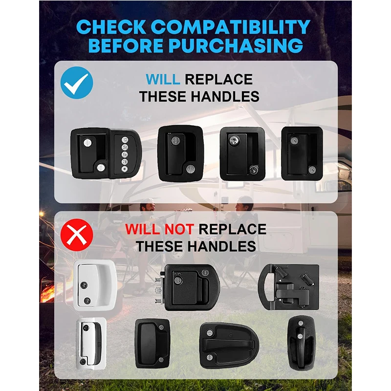 Upgraded RV Door Lock Keyless Entry 4-In-1 Smart RV Door Locks RV Camper Travel Trailer Door Latch Fingerprint/APP/Keypad/Keys