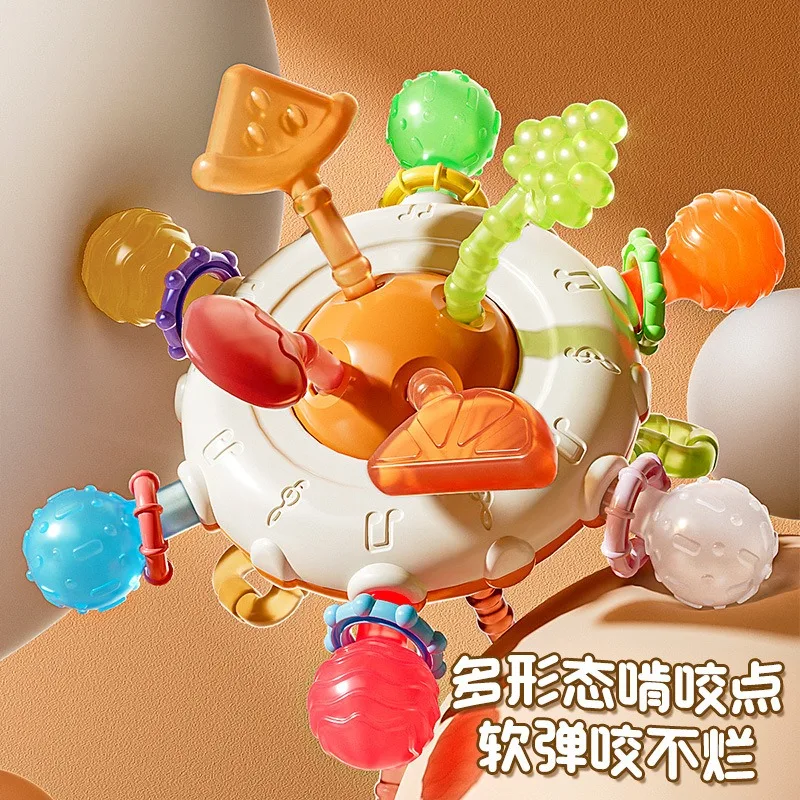 Giocattolo didattico per la presa delle dita per neonati di 6 mesi a 1 anno: massaggiagengive da tirare e masticare