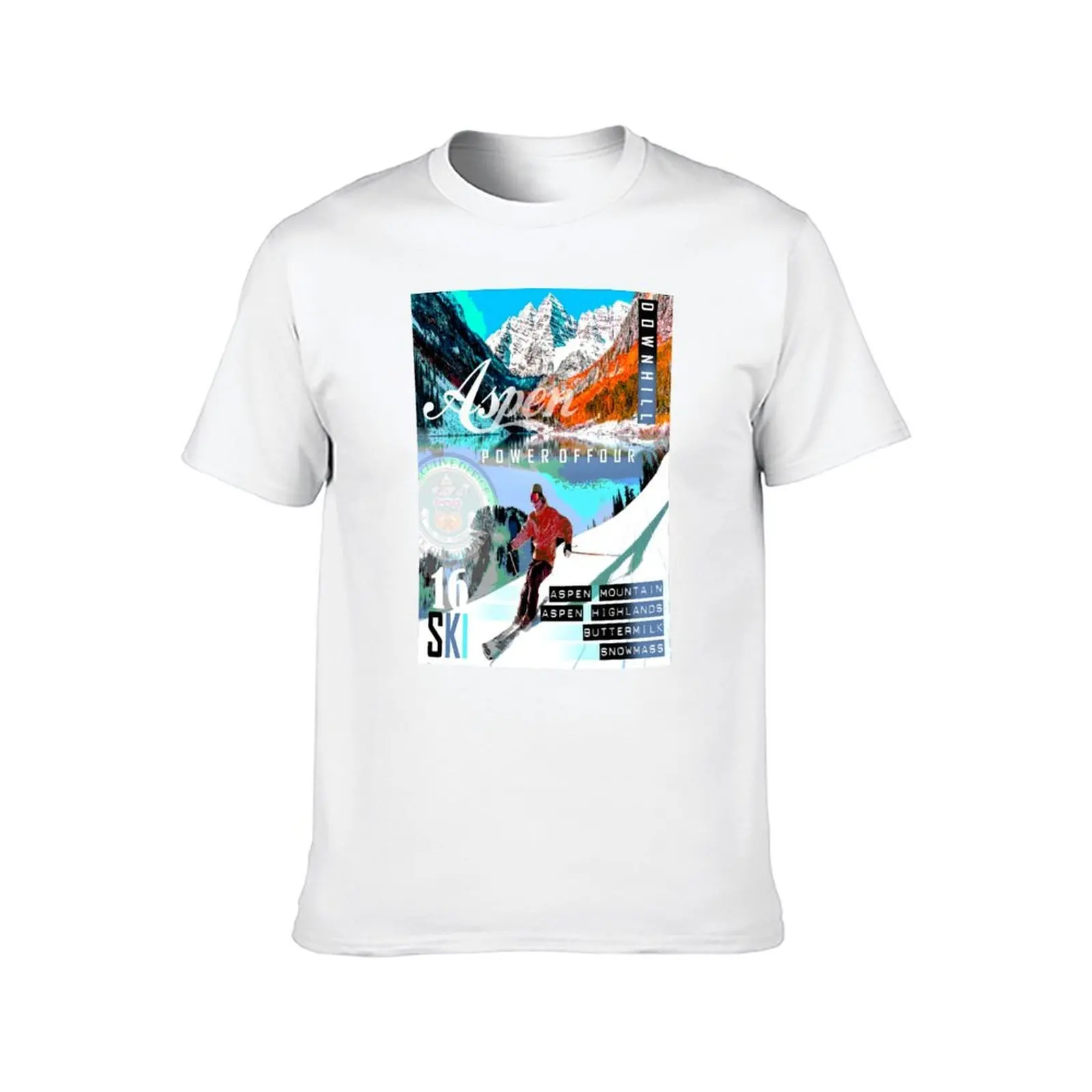 تي شيرت Aspen Ski تي شيرت مطبوع حسب الطلب تي شيرت للرجال تي شيرت جرافيك عتيق