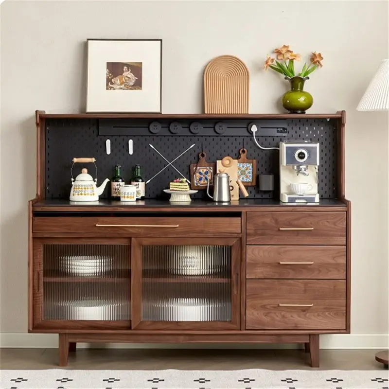 North American black walnut solid wood dining side cabinet Nordic simple living room cherry wood multi-functional storage