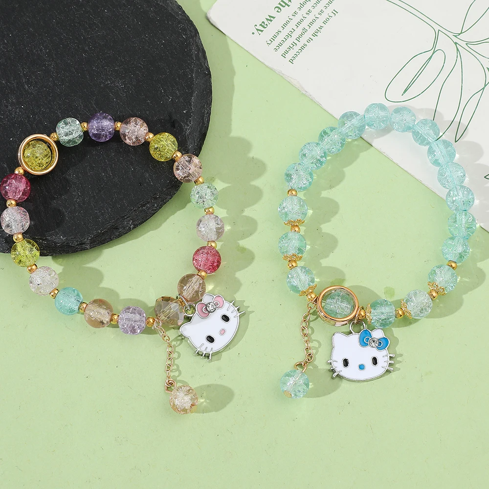 Colorful anime Japanese fashion cute ins Hello Kitty DIY beaded bracelet