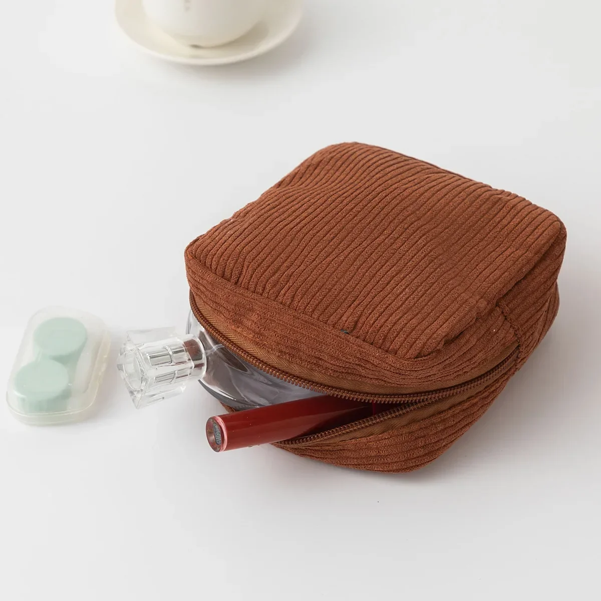 1PC Mini Square Cosmetic Bag Women Portable Earphone Lipstick Sanitary Napkins Storage Pouch Small Makeup Zipper Bags