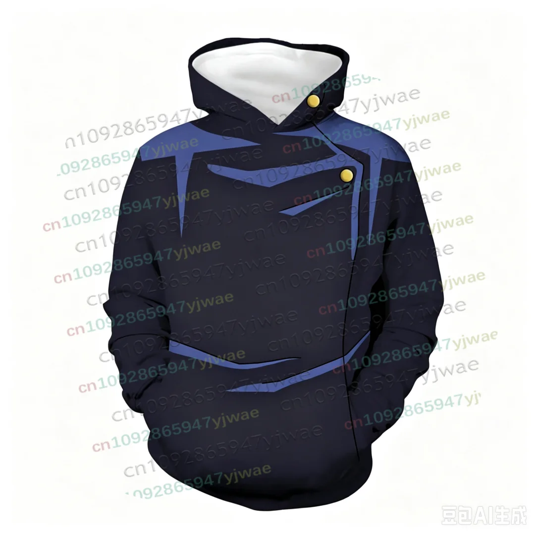 Anime Jujutsu Kaisen Kapuzenpullover für Männer und Frauen, 3D-Kapuzenpullover, langärmeliges Sweatshirt, Herbst/Winter, Halloween, Cosplay, für Erwachsene/Kinder, mit Kapuze. – Detail 6
