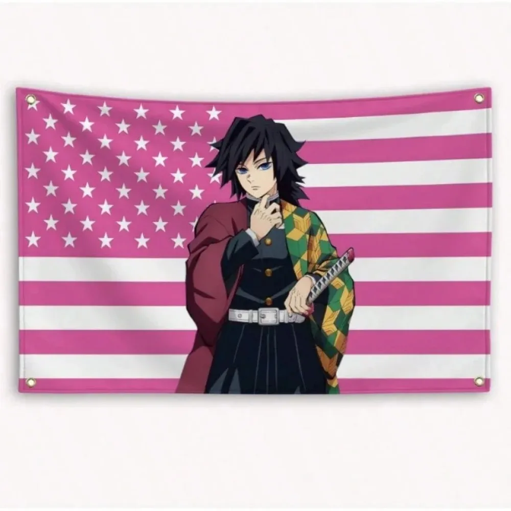 Tomioka Giyuu Amerikanische Flagge Anime _ Kimetsu No Yaiba Banner Outdoor-Dekoration Garagenflaggen Wandteppich Flaga
